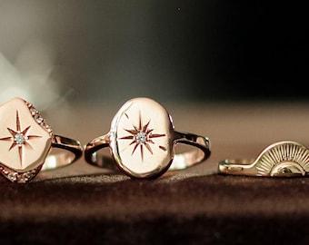 Stern Ring 14K Gold / 925 Silber