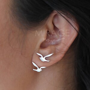 Birds are Flying Ear Jackets / Sterling silver / Pair image 5