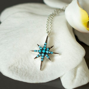 Blue Star / Silver Star with Turquoise Gems
