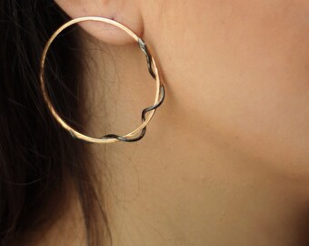 14K Gold Snake Hoop Earrings: Handmade Sterling Silver Statement Jewelry