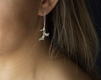 Botanical Earrings / Leaf Earrings/ Sterling Silver/Pair