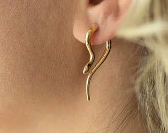 Snake Earrings-Sterling Silver / Pair