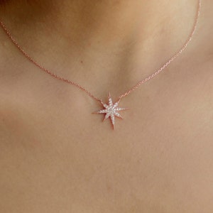 North Star Necklace / Polaris Necklace, Sterling Silver Star Necklace, Gift Ideas / Mom Gift Rose Gold Silver