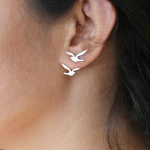 Birds are Flying Ear Jackets / Sterling silver / Pair image 7