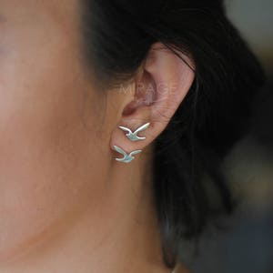 Birds are Flying Ear Jackets / Sterling silver / Pair image 6