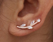 Flower Ear Cuff Sterling Silver Ear Cuffs Pair