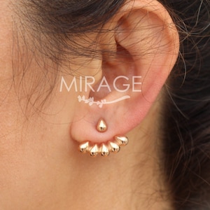 Tear Drops Ear Jackets, 14K Gold / 925 Silver /  Modern earrings / Pair