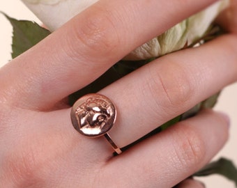 Statement Ring, Antique Greek Relief Reissued Ring , Rose Gold Plated 925 Solid Silver