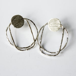 Hammered Silver Wires and Textured Studs / Handmade Sterling Silver image 2