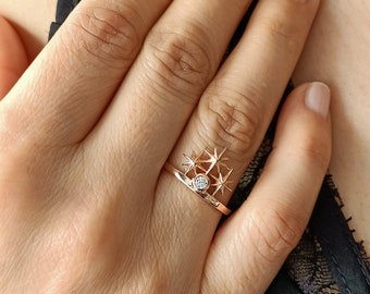 Massiver Silber Star Burst Ring
