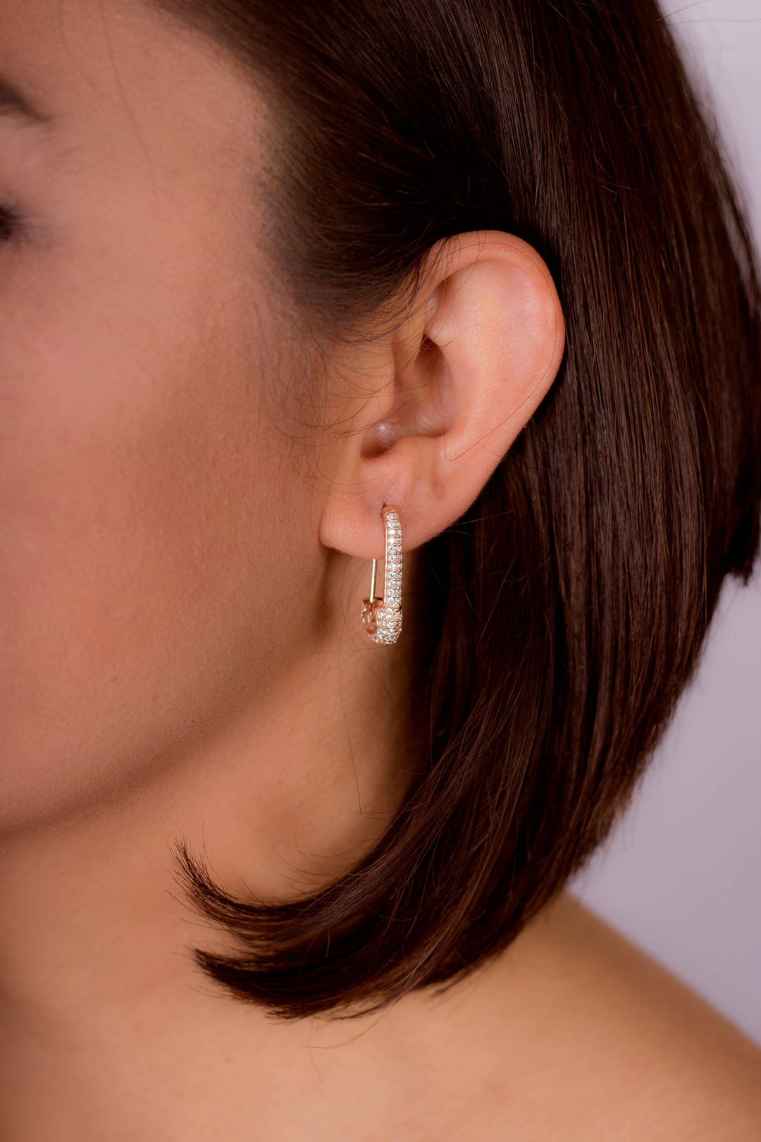 Pin Earrings Safety Ear Studs Dangle Punk Stainless Steel Piercing Women  Jewelry