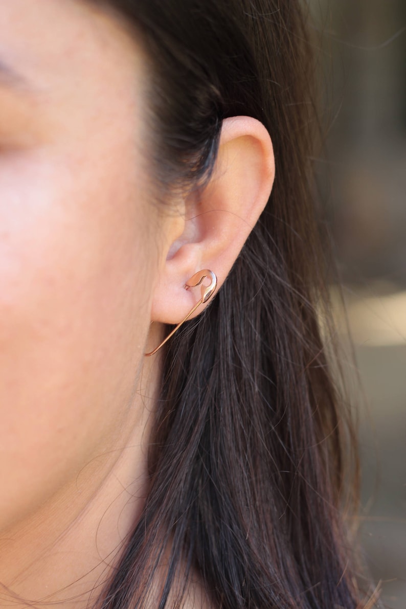Sterling Silver Safety Pin Earrings / Punk Style/ Pair Etsy