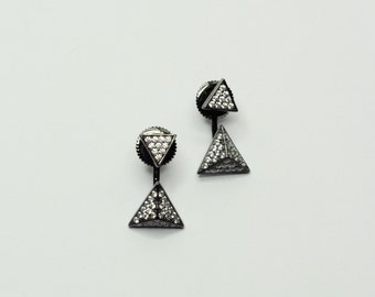 Triangle Ear Jacket,Sterling Silver /  Geometric Earrings, Minimalistic, Modern Jewelry / Pair