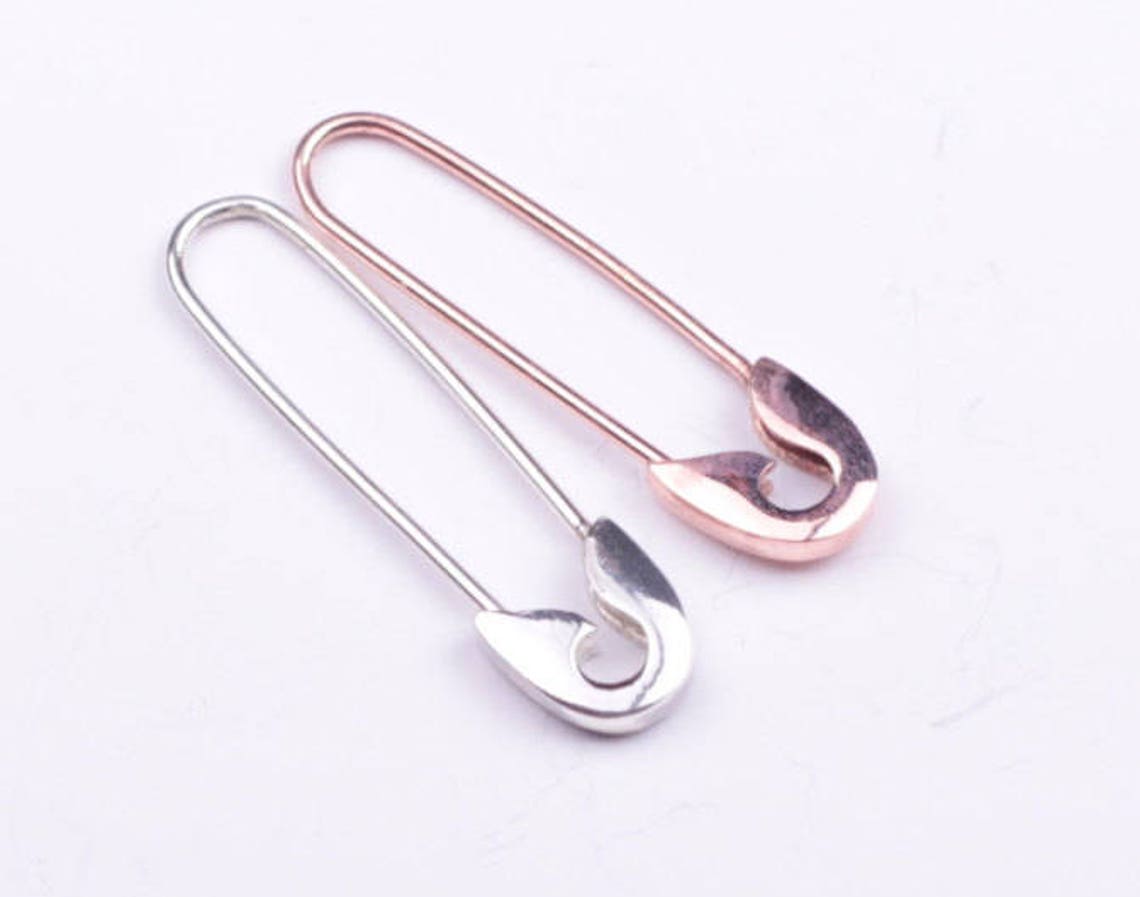 Sterling Silver Safety Pin Earrings / Pair Etsy