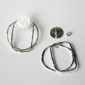 Hammered Silver Wires and Textured Studs / Handmade Sterling Silver image 4