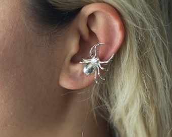 Spider Ear Cuff / Sterling Silver/ Punk Style/ Single Side / Halloween Gift / Halloween Earring