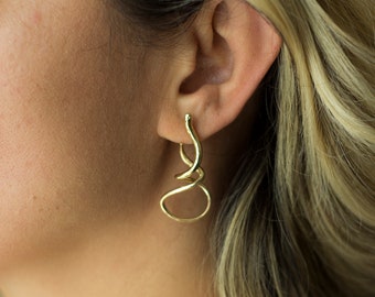 Snake Earrings / Sterling Silver/ Pair