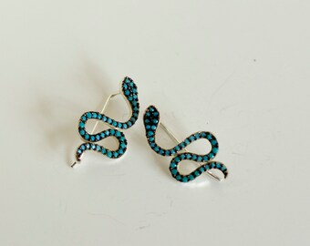 Silver Snake with Turquoise Gems