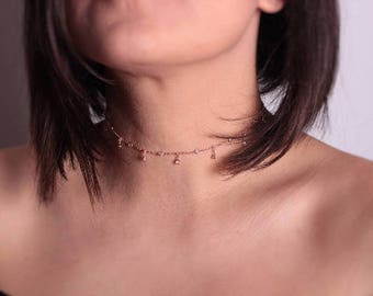 Shake Choker Necklace / Rose Gold Plated on Sterling Silver