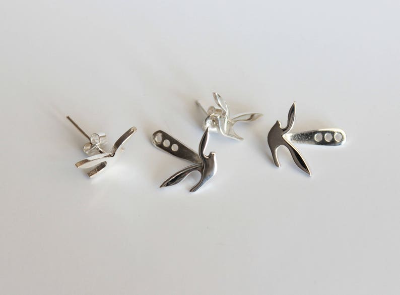 Birds are Flying Ear Jackets / Sterling silver / Pair image 4