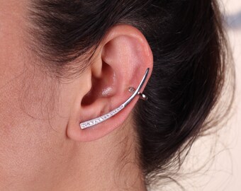 Sterling Silver Ear Cuff , Zircon Gems / Single Item