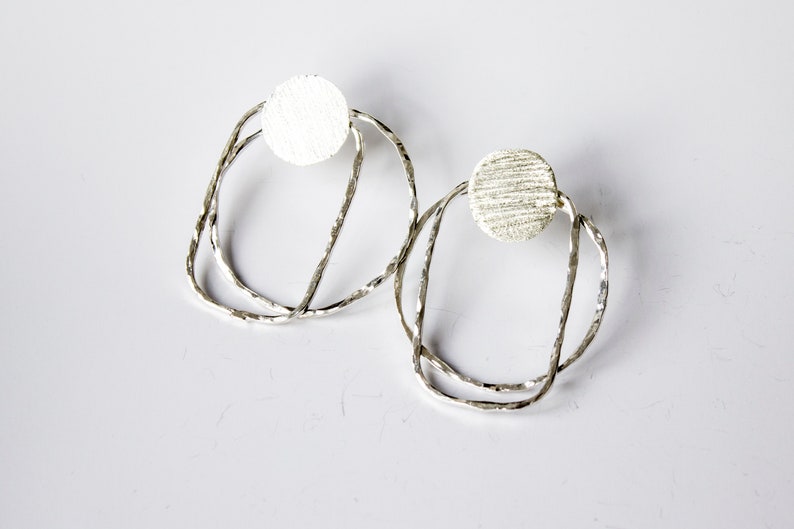 Hammered Silver Wires and Textured Studs / Handmade Sterling Silver sterling silver