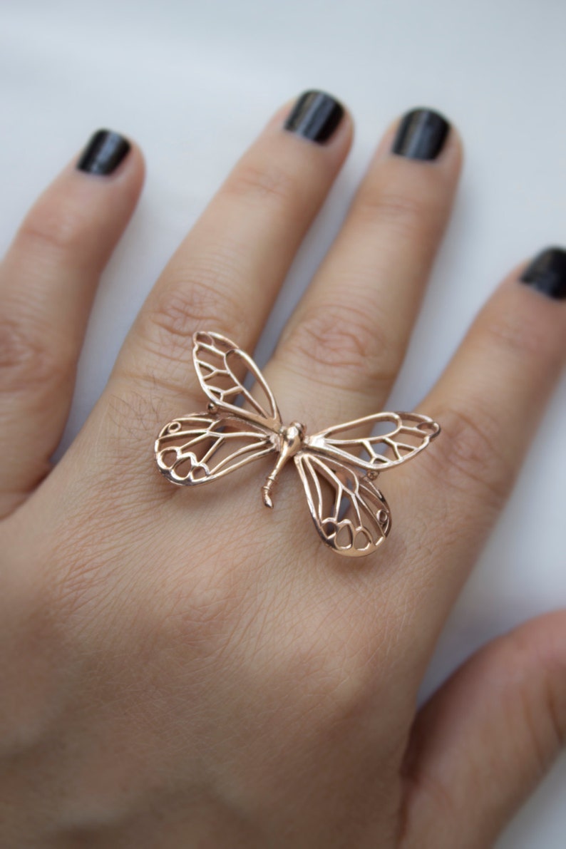 Statement Ring / Mood Jewelry / Butterfly Ring / 925 Silver image 2