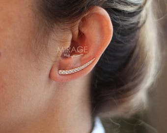 Horn Ear Climbers/Antler Ear Climbers / Silver Cuff Earrings/ Pair