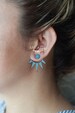 Turquoise Ear Jackets / Double Sided Earrings / Front Back Earrings / Spike Ear Jackets / Pair 