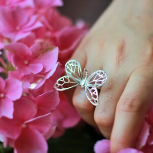 Statement Ring / Mood Jewelry / Butterfly Ring / 925 Silver image 4