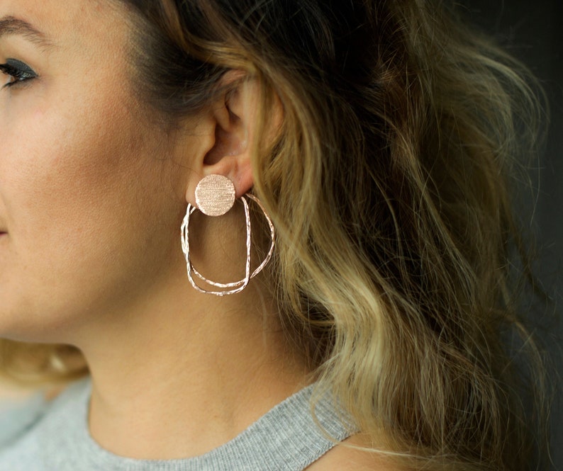 Hammered Silver Wires and Textured Studs / Handmade Sterling Silver image 1