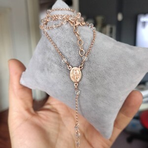 Rosary Necklace, Beads Y Rosary, Cross Silver Rosary, Virgin Mary rosary, Religious Necklace,  Rosary,  Madonna