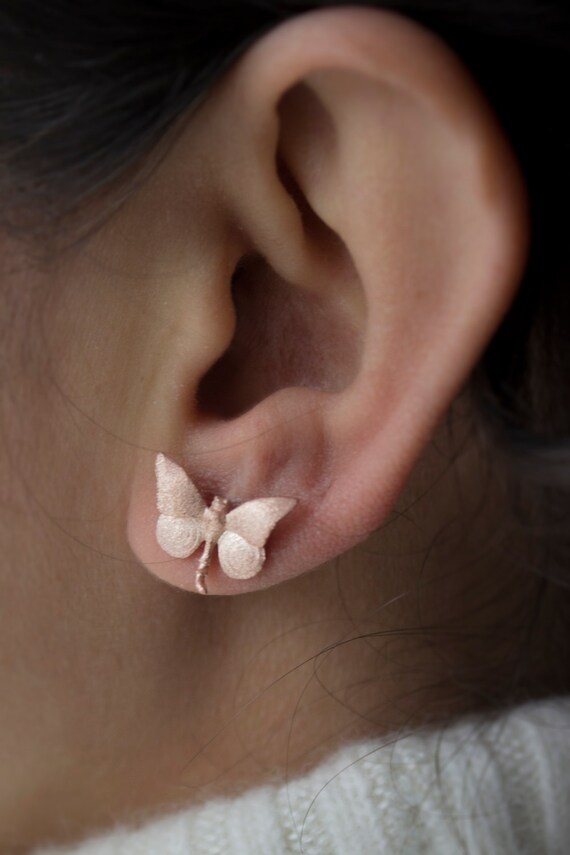 Butterfly Ear Studs Butterfly Ear Pins /Pair Etsy
