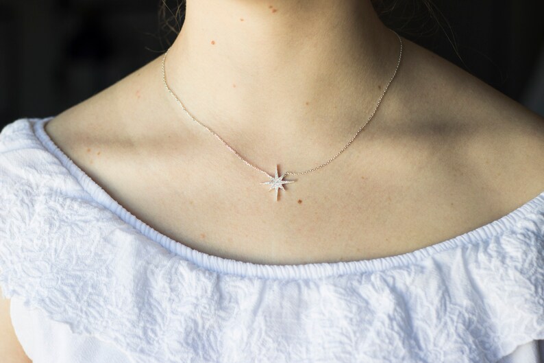 North Star Necklace / Polaris Necklace, Sterling Silver Star Necklace, Gift Ideas / Mom Gift Sterling Silver