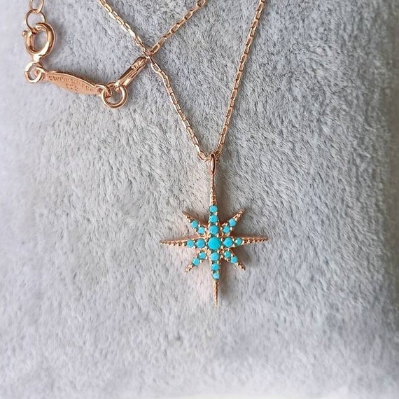 Turquoise North Star Polaris Necklace North Star Necklace Starburst Necklace 14K Gold 925 Silver Etsy