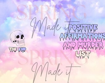 Positive Affirmations And Murder List for Sublimation Notebook, journal, PNG Digital Download, funny, dark humour