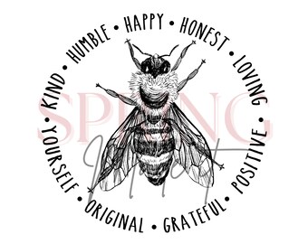 Bee Happy, Anti-bullying, Pink T-shirt Day, PNG, Digital, Sublimation File
