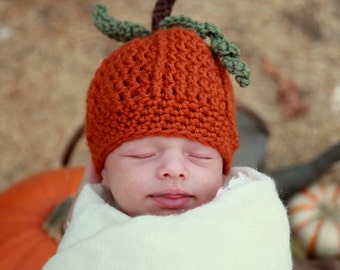Baby Pumpkin Crochet Beanie Pattern