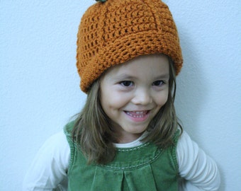 Pumpkin Crochet Beanie Pattern (Sizes TODDLER- ADULT SM)