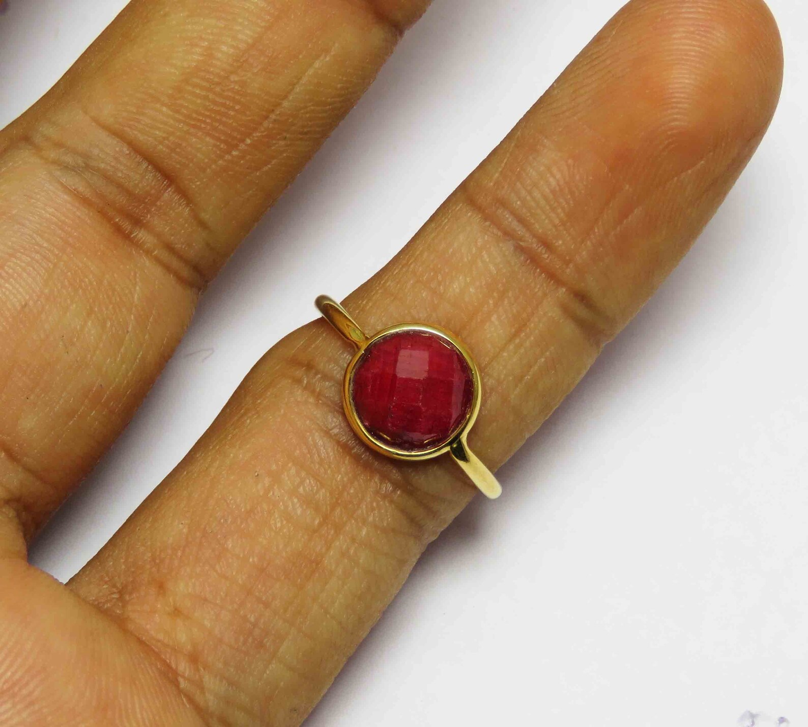 Ruby Round Stone Ring Ruby Gemstone Ring Ruby Facetted Ring | Etsy