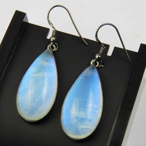 Rainbow Moonstone Earrings Blue Moonstone Earring Dangle Earring Drop Earring Pear Moonstone Teardrop Earring Oxidized Earring