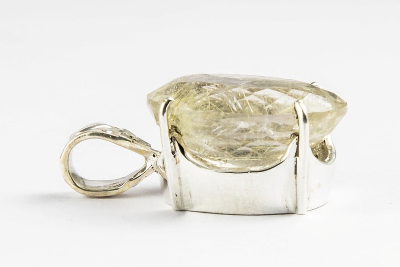 Natural Golden Rutile Pendant Gold Rutile Necklace Pendant 925 Sterling silver Rutalited quartz Fine Silver Pendant