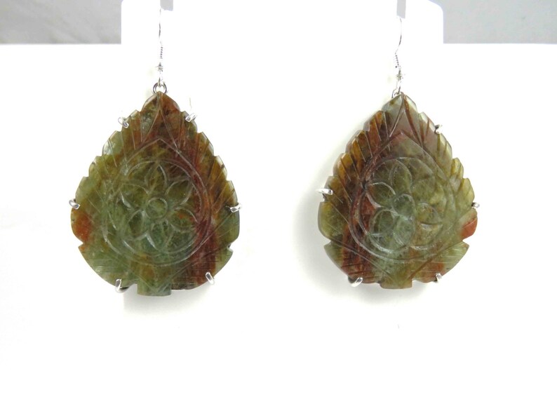 Genuine Aquamarine Carved Earring Aquamarine Dangles Aquamarine jewelry Aquamarine Earring Carved Earring