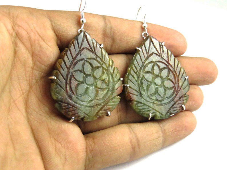 Genuine Aquamarine Carved Earring Aquamarine Dangles Aquamarine jewelry Aquamarine Earring Carved Earring