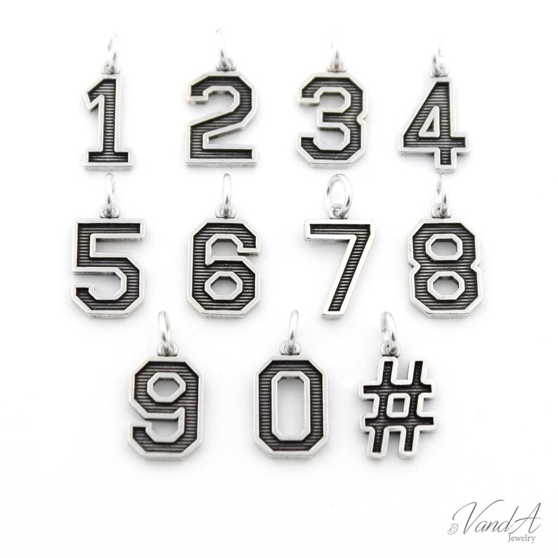 Sterling Silver 925 Number Charm Bracelet Numbers Charm Pendant With