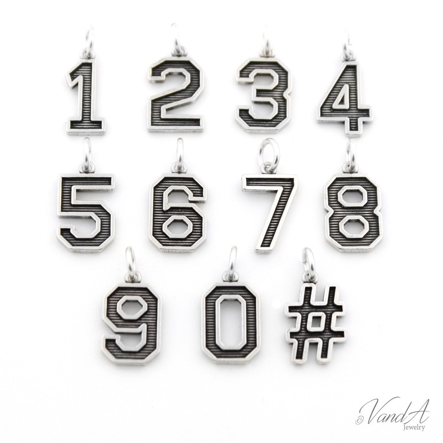 Sterling Silver 925 Number Charm Bracelet Numbers Charm Pendant With