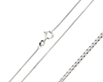 Sterling Silver 925 Box Chain 1 mm High Polished Italian box Chain Necklace Z04