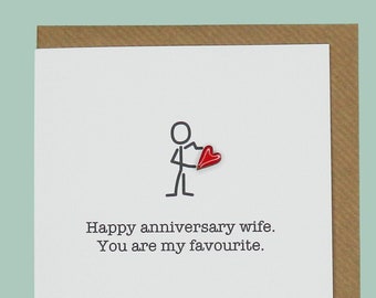 Happy anniversary wife. You are my favourite. Teddy Perkins hand enamelled card.