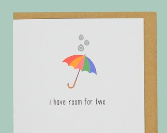 Friendship / support card. Room for two under my umbrella - Teddy Perkins hand enamelled card.