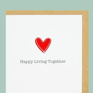 Happy Living Together. Red Enamel Heart, New Home, Moving in Together - Handmade Teddy Perkins card.